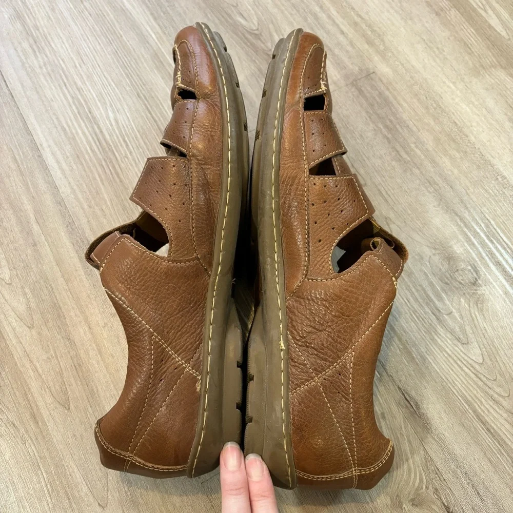 Sandro Comfort Soft Gel Casual Shoes #100035 Brown Leather Mens Size 12 D Sandal